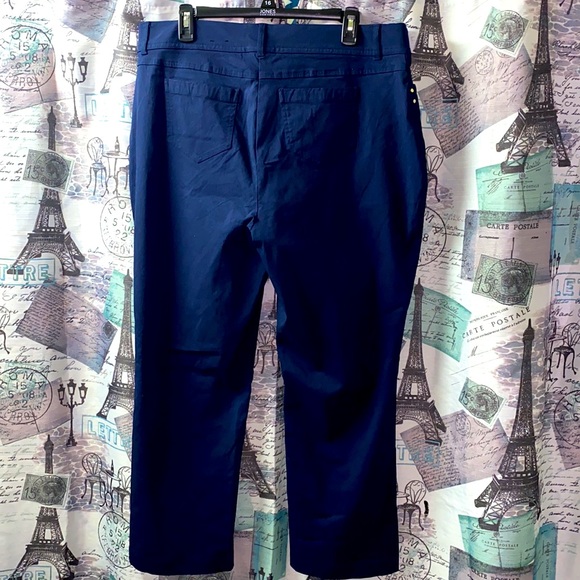 JM COLLECTION NAVY PANTS - Picture 3 of 3